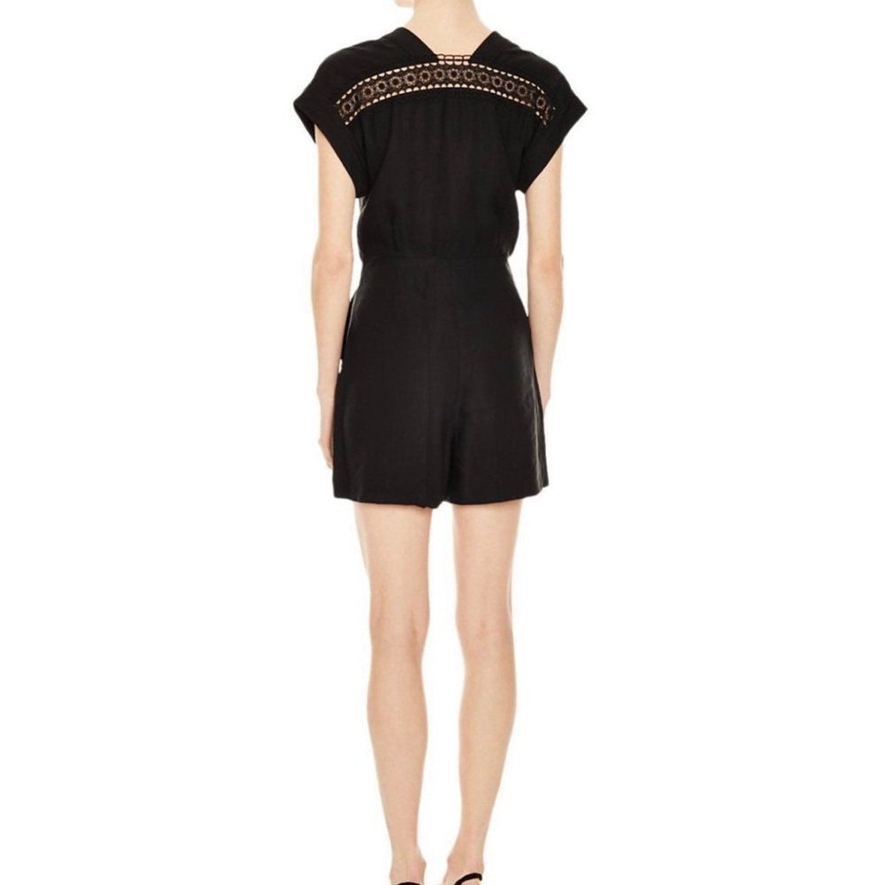 Sandro nyane guipure lace trimmed twill playsuit romper black S summer - Picture 13 of 13
